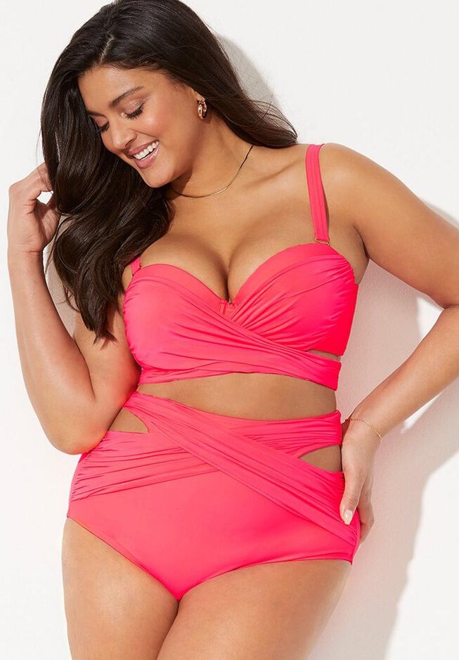 Swimsuits For All Women's Plus Size Confidante Bra Sized Underwire Bikini  Top 42 G Pink Boho Paisley
