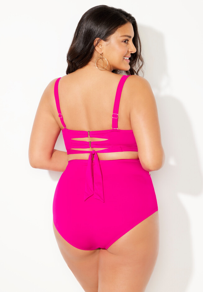 Swimsuits For All Women's Plus Size Crisscross Cup Sized Wrap Underwire  Bikini Top 16 D/Dd Hot Pink