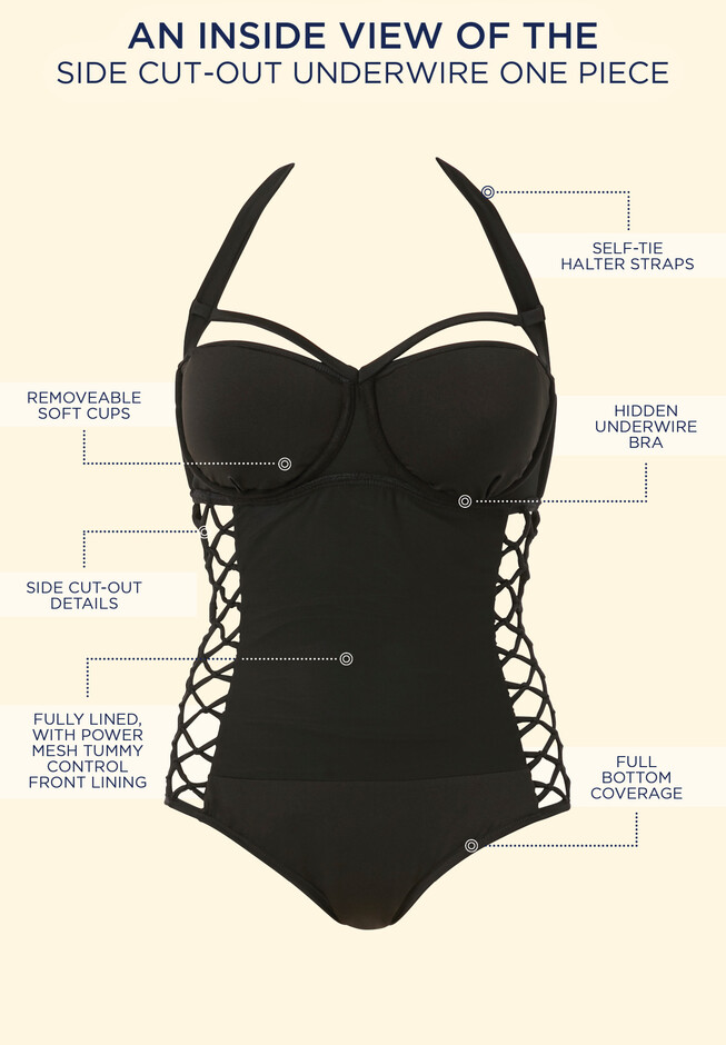 One-piece swimsuit with underwire