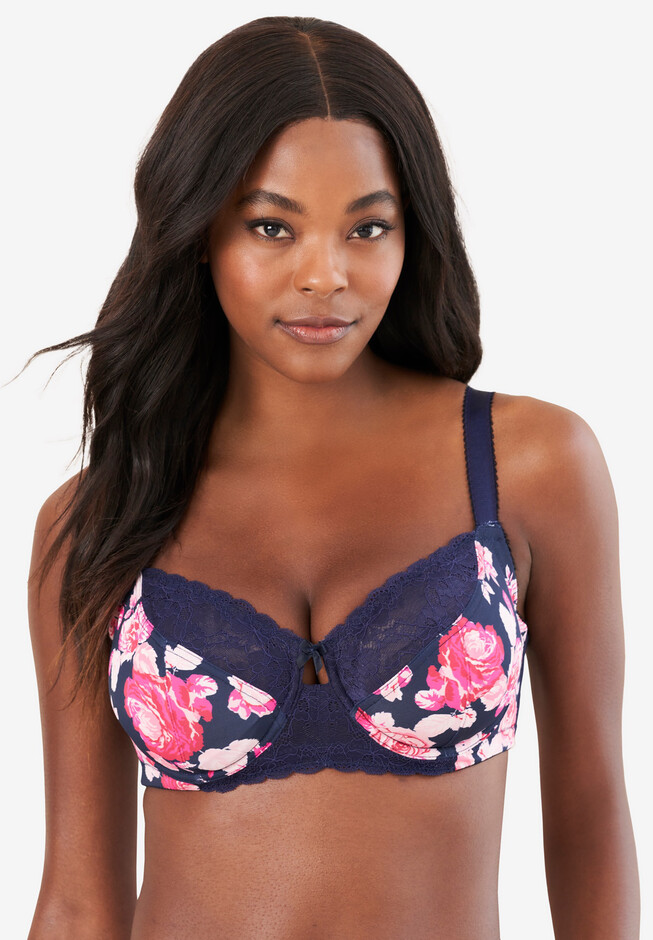 Embroidered Front Hook Underwire Bra by Amoureuse®