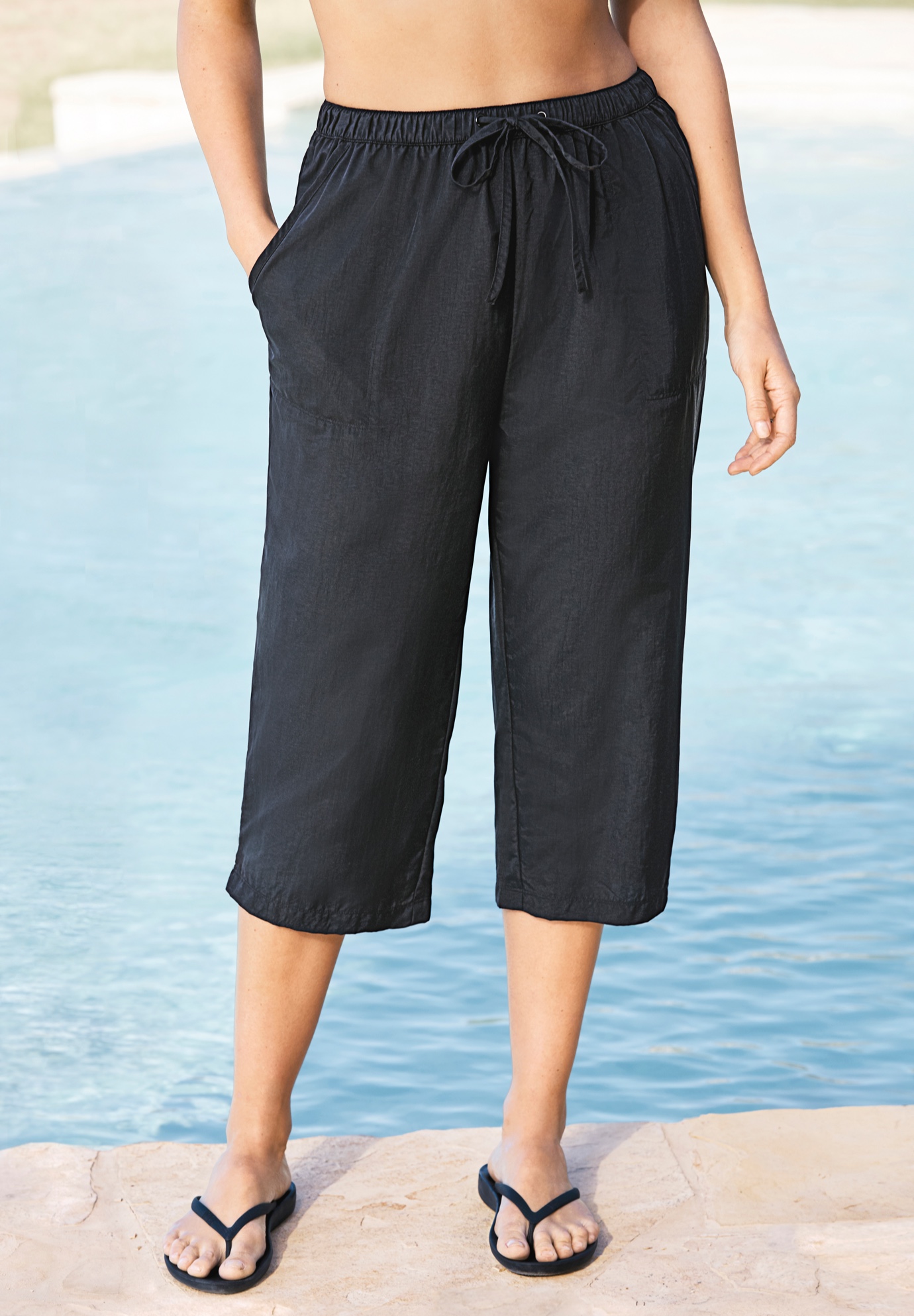Swim 365 Women's Plus Size Taslon® Cover Up Capri Pant, 18/20